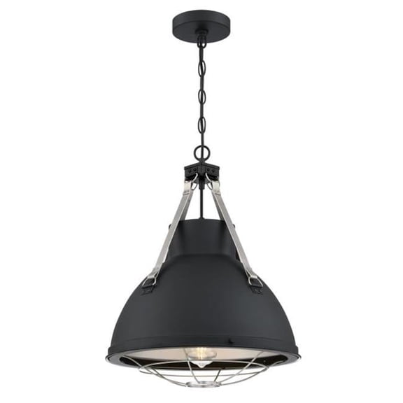 Westinghouse Bartley Pendant Matte Black Finish with Dark Pewter Accents Cage Shade