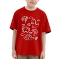 thumbnail image 1 of NINGMENG Hauts et T-Shirts pour Filles Été Imprimé Dinosaure Col Rond Manches Courtes T-Shirts Décontractés Amples Vêtements de Vacances, Rouge, 6-7 Ans, 1 of 4