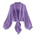 thumbnail image 4 of Lixiuxyad Womens Elegant Sheer Chiffon Cardigan Long Sleeve Tie Front Lightweight Summer Outfits,Purple, 4 of 7