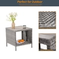 thumbnail image 3 of ACEGOSES Outdoor PE Rattan Side Table, Square Water-Proof Coffee HIPS Tabletop for Indoor and Outdoor,Gray, 3 of 5