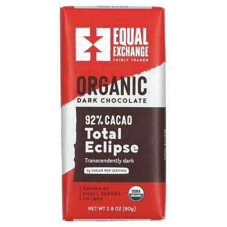 Equal Exchange - Organic & Fairly Traded Dark Chocolate Bar Total Eclipse 92% Cacao - 2.8 oz.
