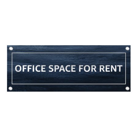 Office Space For Rent Banner| Blue Wood Design | Commercial Property Rental Sign | Business Real Estate Marketing - 48"x18" Vinyl Banner - 4 Corner Grommets - BAN0010