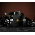 thumbnail image 4 of Roxoni Mens Genuine Leather Ratchet Dress Belt with Automatic Solid Silver Lined Gloss Buckle, Enclosed in an Elegant Gift Box, 4 of 7