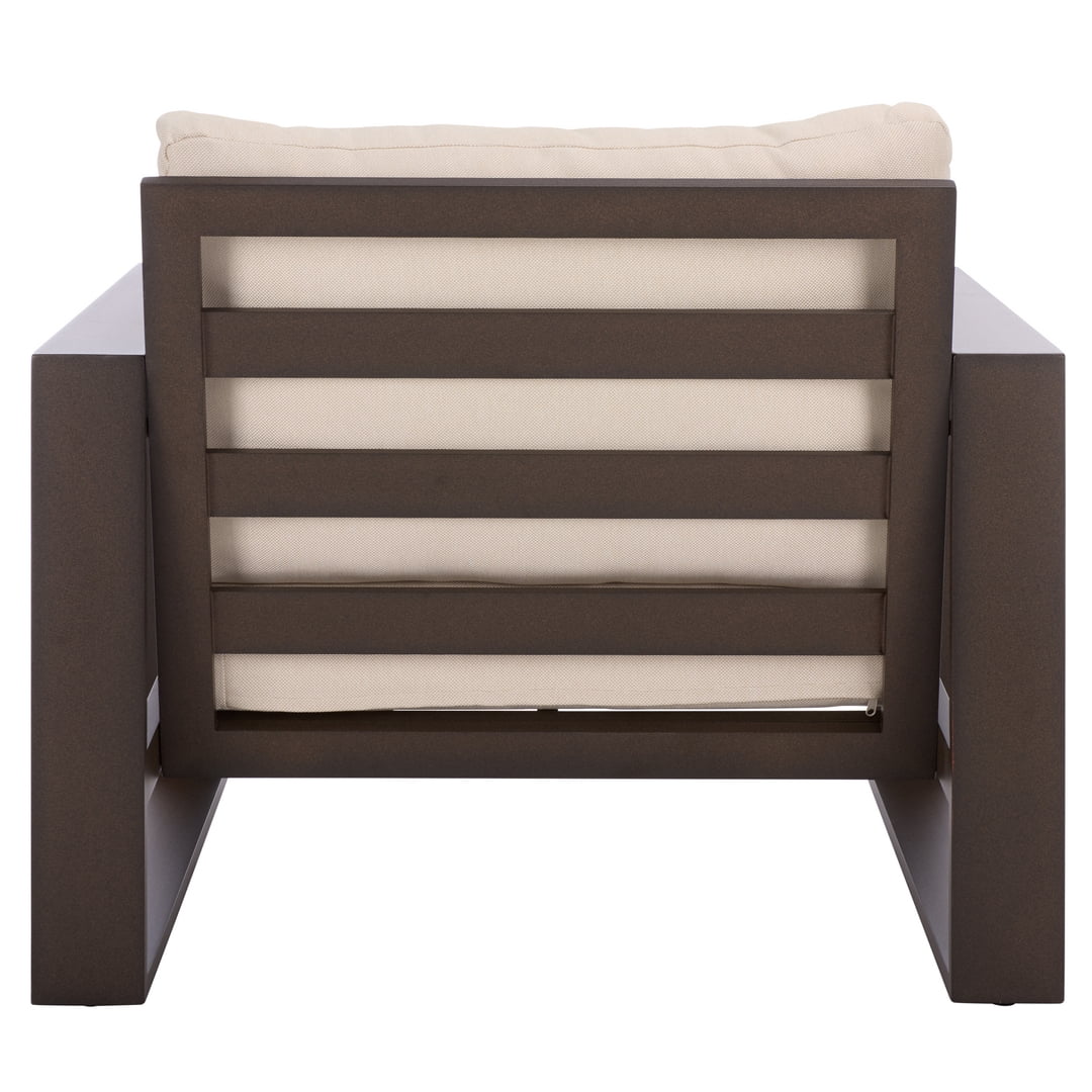 Safavieh Fash Scandinavian Metal and Fabric Armchair, Brown/Taupe, Set of 2