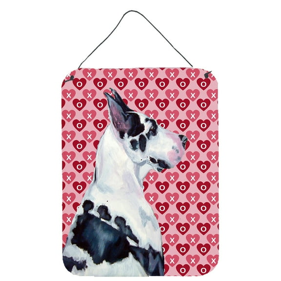 Carolines Treasures LH9146DS1216 Great Dane Hearts Love and Valentines Day Portrait Wall or Door Hanging Prints 12WX16H
