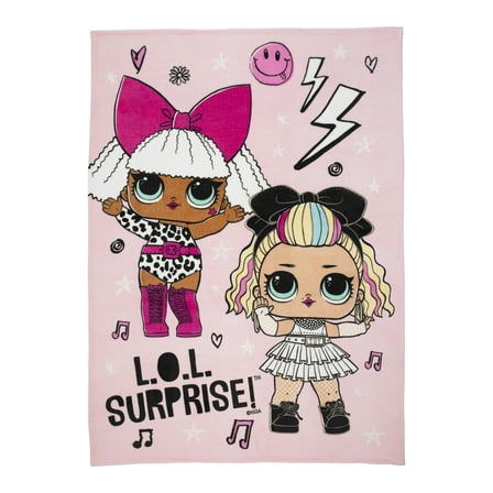 LOL Surprise Kids Plush Blanket, Twin/Full, 62 x 90, Pink, MGA