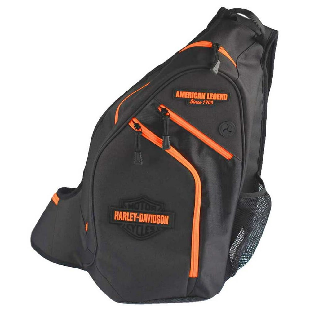 HarleyDavidson Neon Orange Sculpted Bar & Shield Sling Backpack
