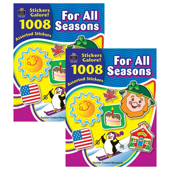 Teacher Created Resources For All Seasons Sticker Book, 1008 Stickers Per Book, Pack of 2