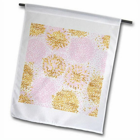 3dRose, Pretty Mum Flowers Patter In Pink and Gold, 12 x 18 inch Garden Flag