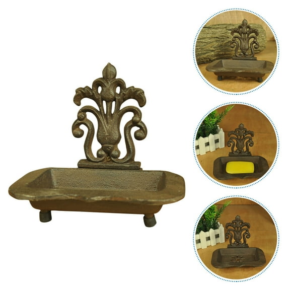 LOLIPPYY Draining Soap Dish Golden Iron Vintage Style Public Toilet 1Pack