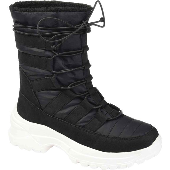 Women's Journee Collection Icey Mid Calf Boot Black Fabric/Faux Leather 6 M