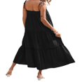 thumbnail image 5 of PENGXIANG Femmes d'Été Spaghetti Sangle Longue Maxi Robe Haut Bas Robe à Volants Étagée en Vrac Plage Fluide Robe Longue Abricot XL, 5 of 5
