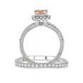 thumbnail image 3 of 1.50 Carat Princess cut Morganite and Diamond Bridal Set in 14k White Gold affordable morganite and diamond engagement ring, 3 of 3