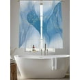 thumbnail image 4 of Abstract Ombre Sheer Curtains 63 inches Long 2 Panels Set Light Blue Marble Texture with Golden Line Tiers Sheers Rod Pocket Small Window Short Curtains for Kitchen Cafe, Each 52" W x 63" L, 4 of 7
