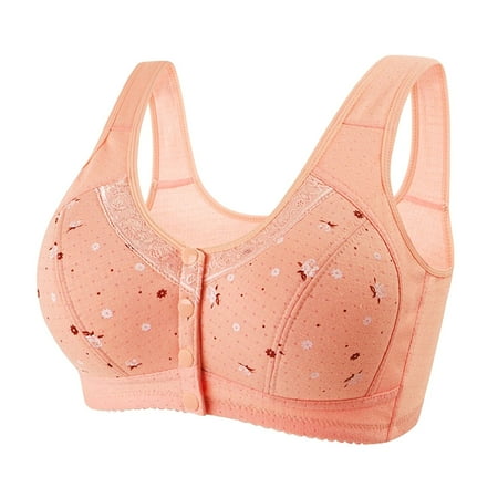Ovticza Women s Plus Size Full Coverage Front Closure Posture Back Wireless Double Support Minimizer Bra Saffron 38