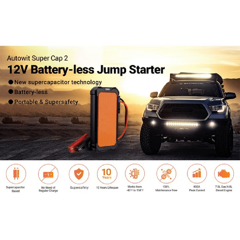 BUTURE Super Capacitor Jump Starter, 3000A Battery-Free Car Battery Jump  Starter Booster Pack 