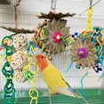thumbnail image 2 of Parrot Hanging Chewing Toys With Natural  Leaf Rattan Ball Shred Foraging Toy For Small Medium Parrot Birds (random Colors), 2 of 8