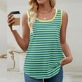 thumbnail image 4 of WCMZJ Plus Size Tank Tops for Women Sleeveless Crew Neck Striped Casual Summer Loose Tee Shirts Green L, 4 of 9