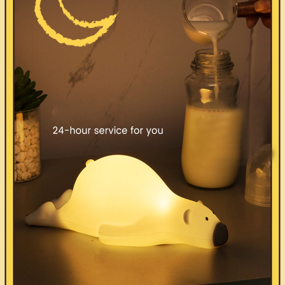 Night Light for Kids, Silicone Sensor Pat Light, Bear Lamp Cute Lamp, Silicone Dimmable Nursery Nightlight, Bedroom Home Decoration Bedside Lamp for Breastfeeding
