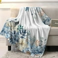 thumbnail image 3 of Blue Christmas Poinsettia Throw Blankets, Winter Eucalyptus Leaves Soft Fleece Blanket Decorative for Home Sofa Couch Chair Living Bedroom,60x80 Inches,, 3 of 6
