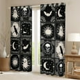 thumbnail image 2 of Feelyou Bohomian Damask Black Out Curtains, Gothic Halloween Curtains Pack of 2 (42x63 Each), Hippie Moon Sun Bedroom Curtains, Curtains and Drapes Bedroom Decoration, 2 of 6