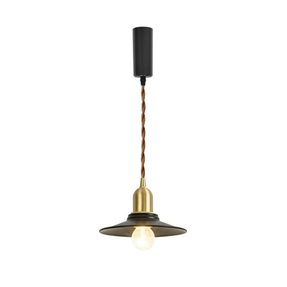 FSLiving Adjustable Height H Type Track Light with E26 Brass Base and Vintage Black Metal Shade,Decorate Lighting Fixtures for Farmhouse Kitchen Sink (Bulb & Ceiling Track Sold Separately) - 1 Light