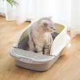 thumbnail image 1 of Caja de arena semiabierta, bandeja de cama portátil para mejorar el diseño desmontable, suministros de caja de arena para animales pequeños para Gris Salvador Bandeja de arena para gatos, 1 of 10