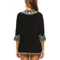 thumbnail image 5 of Women's Boho Embroidered Peasant Tops 3/4 Sleeve V Neck Mexican Bohemian Shirts  Summer Shirts, 5 of 6