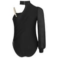 thumbnail image 3 of YUUMIN Kids Girls Long Sleeve One Shoulder Mesh Ballet Dance Leotard Bodysuit Modern Contemporary Dancewear Black 6, 3 of 6