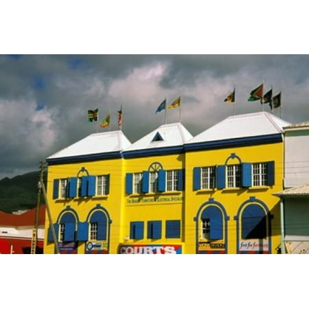 Bright Colorful Building St Kitts Caribbean Stretched Canvas - David Herbig  DanitaDelimont (27 x