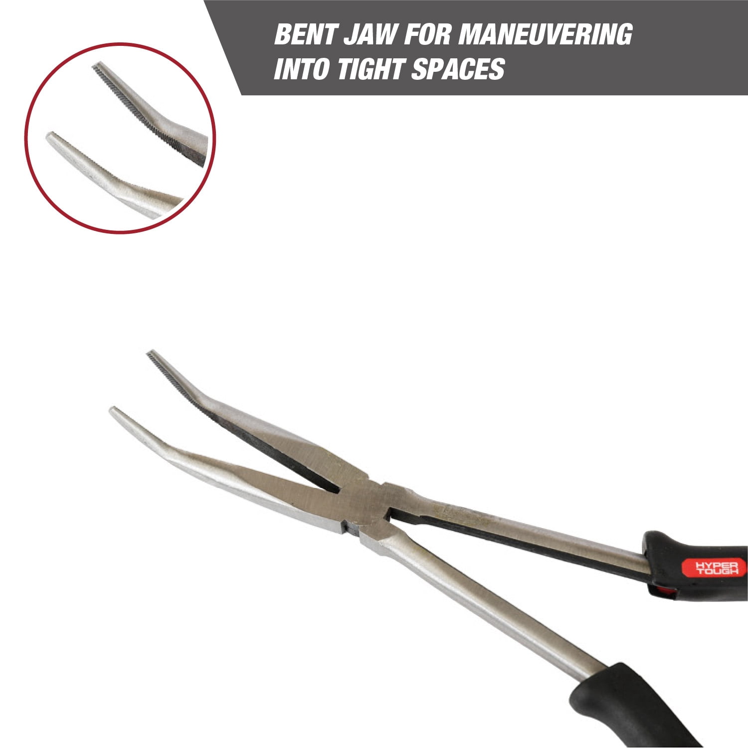 Hyper Tough 11-inch 45 Degree Long Nose Plier with Ergonomic Soft Grip Handles