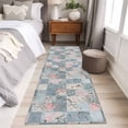 thumbnail image 4 of 2'x6' Rug Runners for Hallways Kitchen, Blue Pink Botanical Non Slip Entryway Beside Floor Carpet Runner, Spring Floral Vintage Washable Laundry Room Bedroom Throw Rugs Mat for Family Pet, 4 of 8