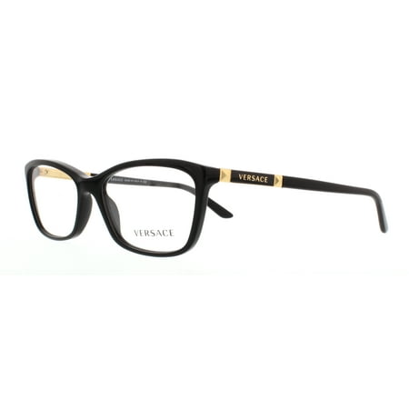 Versace Plastic Unisex Rectangle Eyeglasses Black 54mm Adult