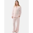 thumbnail image 2 of Ingrid & Isabel For Every Belly Women's Maternity Long Sleeve Button Down Shirt & Open Leg Pajama Set, Sizes S-XXXL, 2 of 12