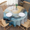 thumbnail image 3 of Blue Gold Marble Pattern Round Tablecloth 60"x60",Wrinkle Wipeable Table Cloth for Kitchen Dining Room Picnic Patio Party, 3 of 6