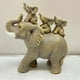 thumbnail image 3 of Adorno de resina/juego de elefantes bebés montando una estatua de elefante animal amarillo 4 piezas, 3 of 8