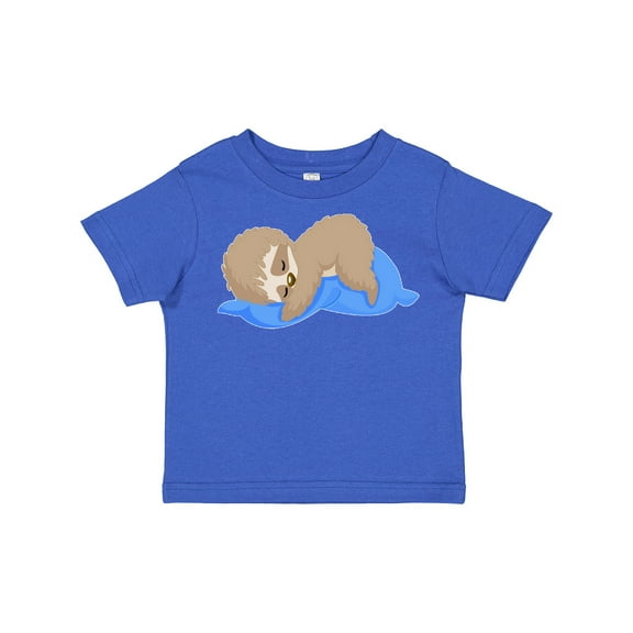 Inktastic Cute Baby Sloth Sleeping on Blue Pillow Boys or Girls Toddler T-Shirt