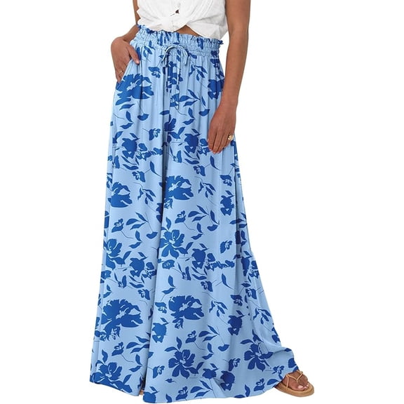 BTFBM Women Casual High Waist Wide Leg Pants Spring Summer Long Palazzo Pants Pocket Lounge Beach Vacation Clothes