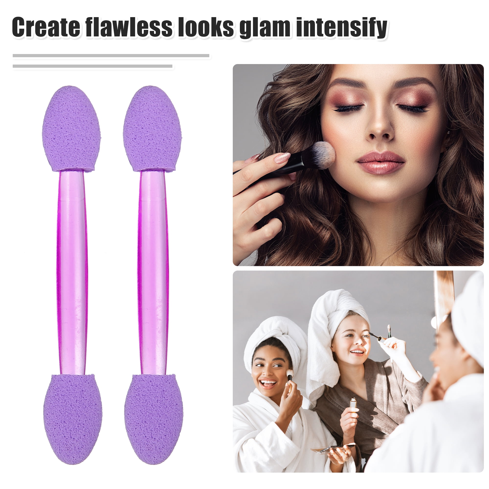 Unique Bargains 25 Pcs Dual Sided Eye Shadow Sponge Applicators with Container