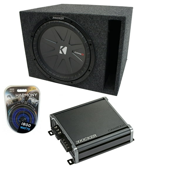 Universal Car Stereo Vented Port Single 10" Kicker CompR CWR10 Sub Box CXA800.1