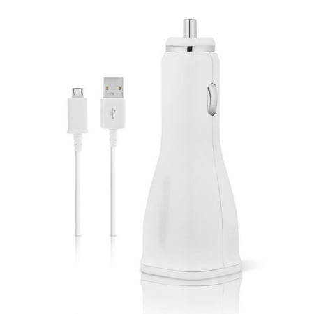 OEM Quick Fast Charger For ZTE Citrine Cell Phones [Car Charger + 5 FT Micro USB Cable] - AFC uses Dual voltages for up to 50% Faster Charging! - White