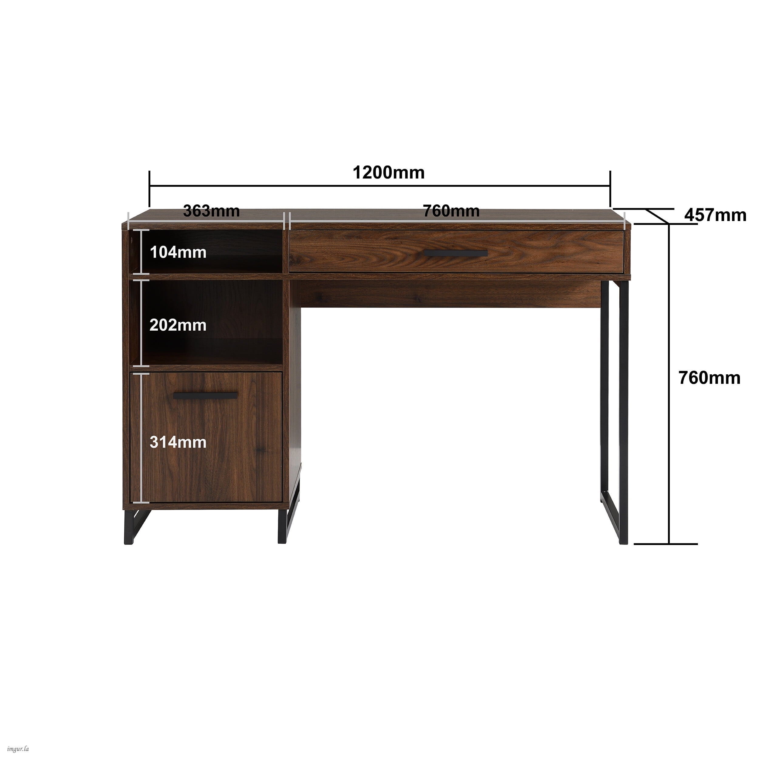MS WD MTL DESK WALNU