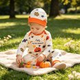 thumbnail image 3 of HCNTES Baby Boy Clothes Newborn Halloween Onesie Baby my first Halloween Letter Print Long Sleeve Romper Pants Hat Baby Boys' Clothing Sets, 3 of 7