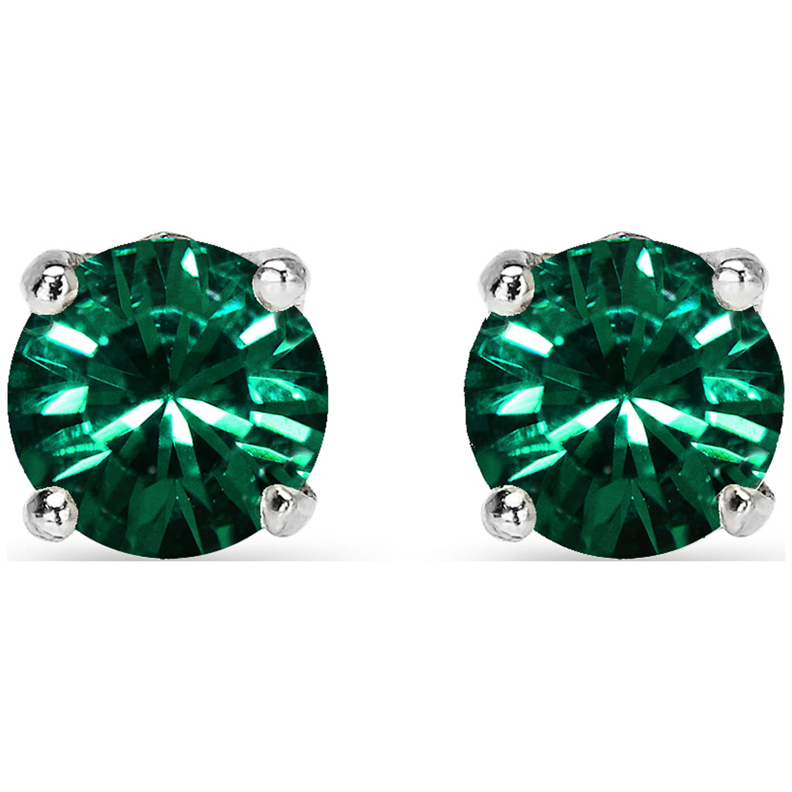 Sterling Silver Green Crown Stud Earrings Made w/ Swarovski Crystals