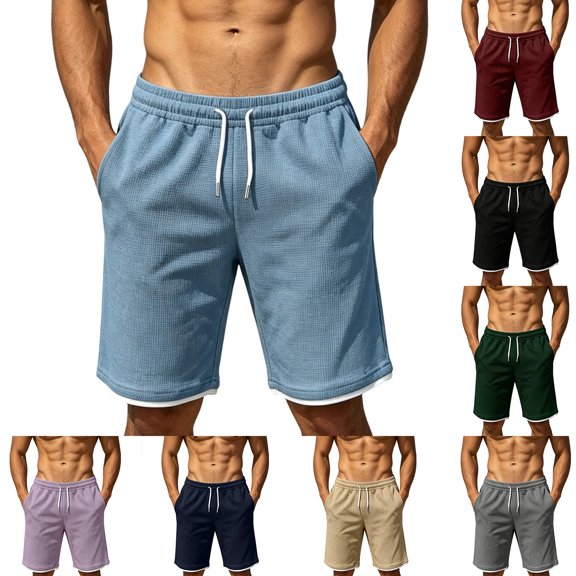 IhhxPro Men's Beach Shorts Quick-Dry Drawstring Elastic Waist with Pockets Men Casual Summer Loose Fit Lightweight Swim Trunks Vacation M-3XL