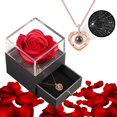 thumbnail image 4 of Preserved Real Rose Gift Box with I Love You Gold Plated Necklace Heart Gift for Birthday, Valentine's Day, Anniversary, Mother's Day, 4 of 9