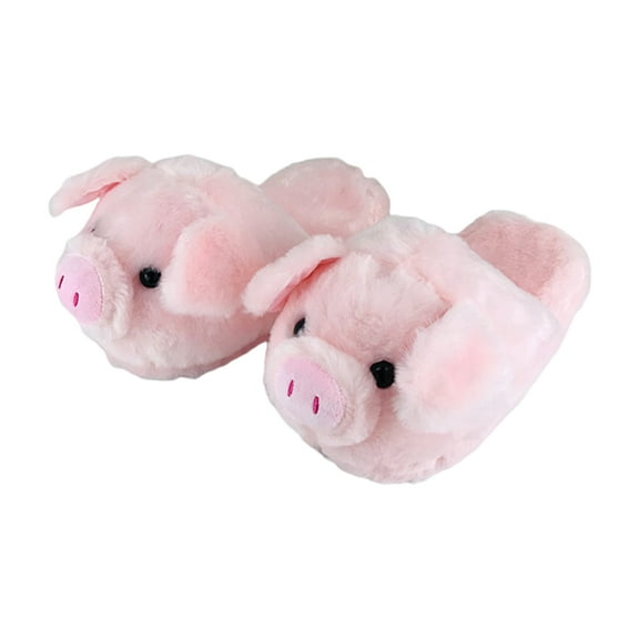 Warm Slippers Pink Pig Shape Anti-Slip Soft Shoes for Outdoor Indoor Adults