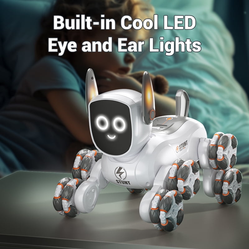 Remote Control Robot Dog Toys, RC Smart Robot Intelligent Pets 8WD Gesture Sensing Stunt Toys with Light and Music, Gifts for 8+ Years Old Boys Kids