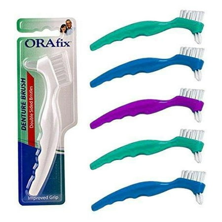 Denture toothbrush false teeth cleaning Brush ORAFIX double sided BRISTLES - Assorted colors (4