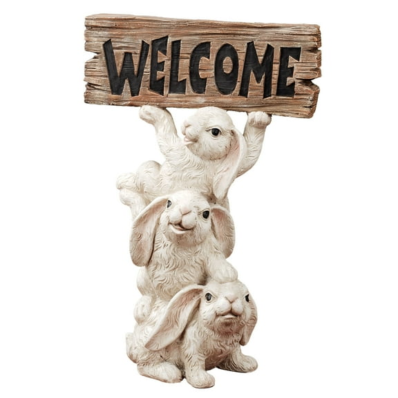 Bunnies Welcome Sculpture White
